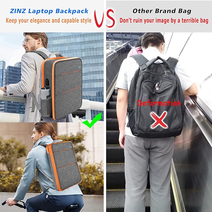 ZINZ Slim & Expandable Laptop Backpack Water Resistant Travel Backpack Compatible with MacBook Air/Pro 13-14 inch XPS 13 Surface 13.5" and Most 13-14 inch NoteBooks,G01OG01