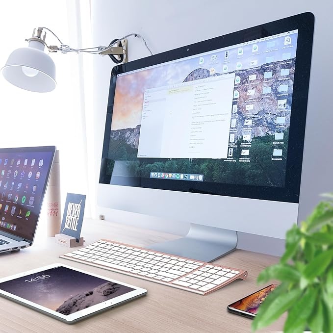 iClever BK10 Bluetooth Keyboard, Universal Bluetooth 5.1 Wireless Keyboard with Number Pad, Ergonomic Design, Multi-Device Compatibility, Stable Connection for Mac, iPad, iPhone, Android, Windows