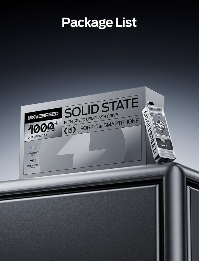 MOVE SPEED 512GB High-Speed 1050MB/s Read Pro Solid State Drives - Dual Ports USB 3.2 +Type C for Mac iOS Android Creators & Photographers