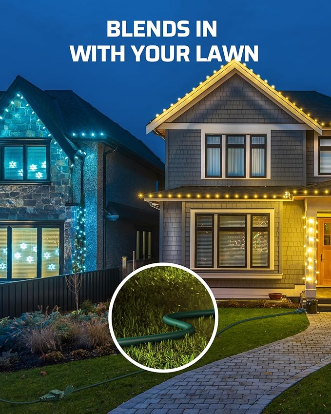 DEWENWILS 25Ft Outdoor Extension Cord, Evenly Spaced 3 Outlets Plugs with Safety Cover, 16/3 SJTW Weatherproof Wire for Outdoor String Lights, UL Listed