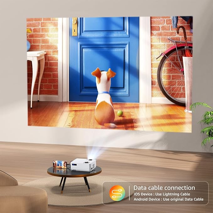 Roconia 5G WiFi Bluetooth Native 1080 Projector, 12000LM Full HD Updated Movie Projector, 300" Display Support 4k Home Theater,Compatible with iOS/Android/XBox/PS4/TV Stick/HDMI/USB (White)