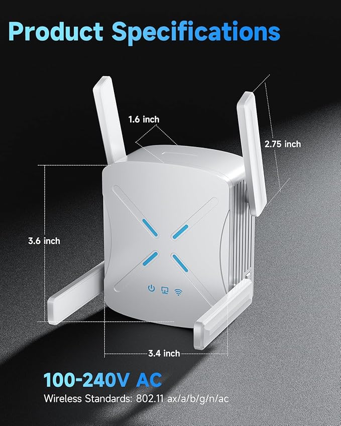 2025 WiFi Extender Signal Booster, New Gen Wi-Fi 6 Repeater, Covers Up to 12,000 sq.ft Range, Dual-Band Internet Booster with Gigabit Ethernet Port, Easy Setup, EasyMesh Compatible
