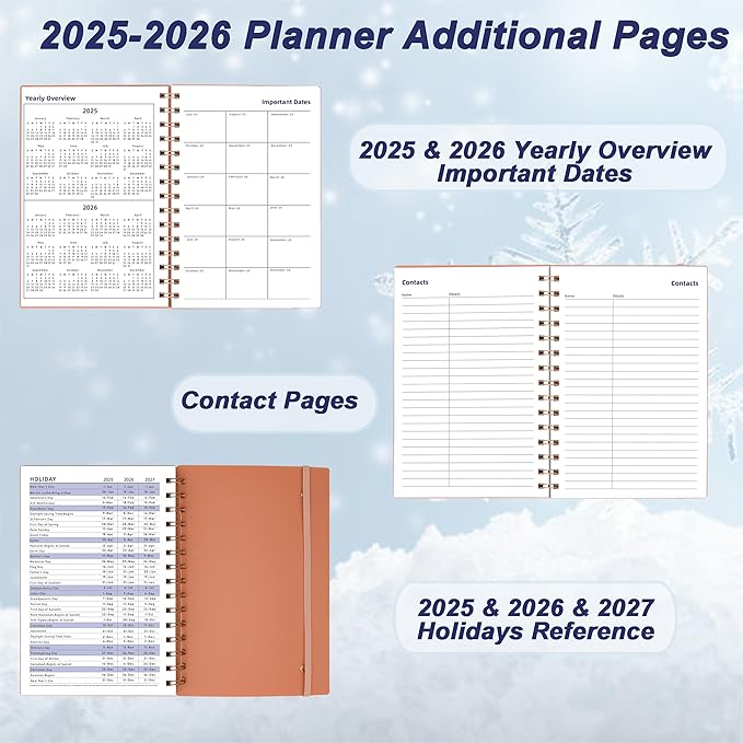 Day Planner 2025-2026, Weekly & Monthly Planner from Jul 2025-Dec 2026, 18 Month Calendar Planner, Agenda 2025 with Tabs, A5 Size, Pink
