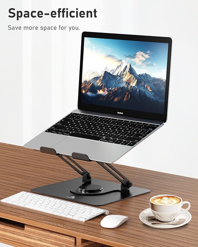 Laptop Stand for Desk,360° Adjustable Computer Stand with Rotating Base,Ergonomic Laptop Riser for Foldable and Portable,MacBook Riser Collaborative Work, Suitable for 10-16" Notebook Holder