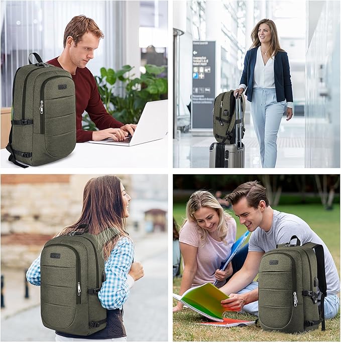 AMBOR Anti Theft Backpack, 15.6-17.3 inch Business Laptop Carry on Backpack with USB Charging Port and Headphone Interface, Travel Backpack for Men & Women