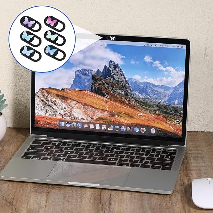 6 Pcs Webcam Cover Slide Butterfly Design Ultra-Thin Laptop Camera Cover Slide Web Cam Privacy Blocker for Laptop Desktop Computer Smartphone Tablet to Protect Your Privacy and Security