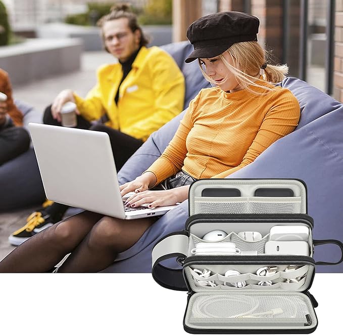 Electronics Organizer, Cable Bag, Travel Essentials Cord Storage Case, Tech Accessories Pouch for Charger, Phone, Power Bank, USB Flash Drive, SD Cards (Box Only)