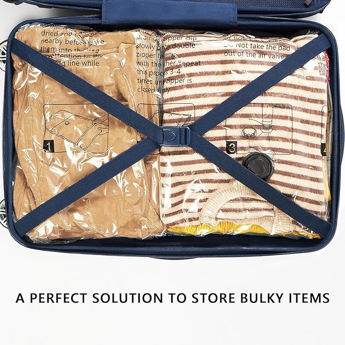 SUOCO Travel Vacuum Seal Bags for Clothing with Hand Pump, 8 XL Compression Packing Bags for Luggage Suitcase, Space Saver Storage