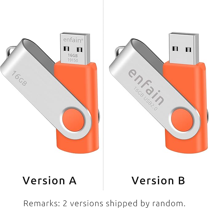 10 X Enfain 16GB Bulk USB Flash Drive Jump Zip Memory Stick 2.0 Orange, Affordable Solutions for Promotional Giveaways, Corporate Gifts, Catalogs, Software Distribution, Direct Mail Campaigns, Music