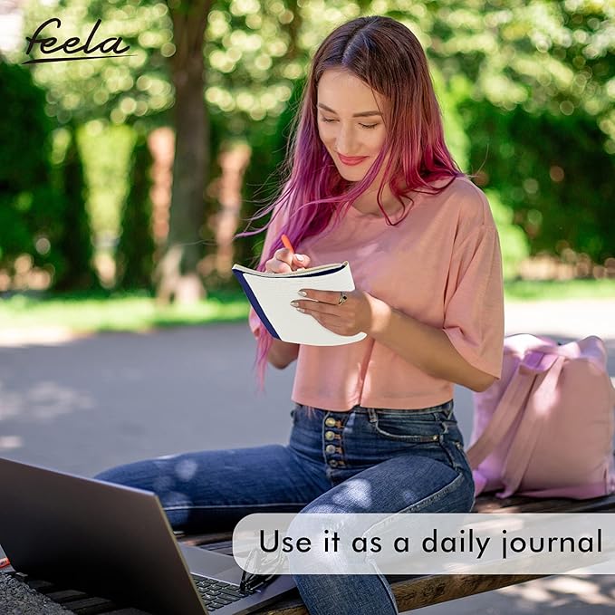 8 Pack Soft Cover Journal Bulk, Feela Notebooks College Ruled for Work, Lined Travel Journal for Women Men, Note Taking Notebook School Supplies Business Writing, 8.2” x 5.5”, A5, Navy