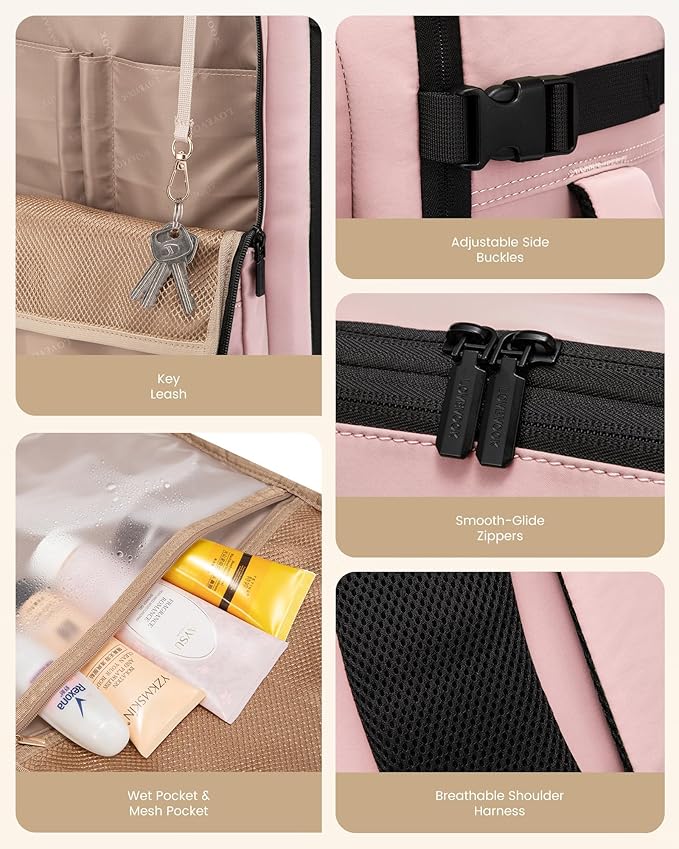 LOVEVOOK Travel Backpack for Women & Men, 60L Large Carry On Backpack Airline Approved, TSA Personal Item Weekender Bag, Water Resistant Laptop Backpacks with 3 Packing Cubes for Travel Essentials