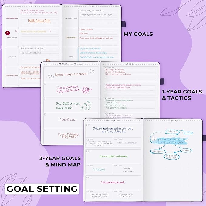 GoGirl Planner PRO Schedule - Undated Planner with Hourly Time Slots, Monthly, Weekly & Daily Organizer, Appointment Book for time Management, 7"x10" Hardcover, Lasts 1 Year - Purple