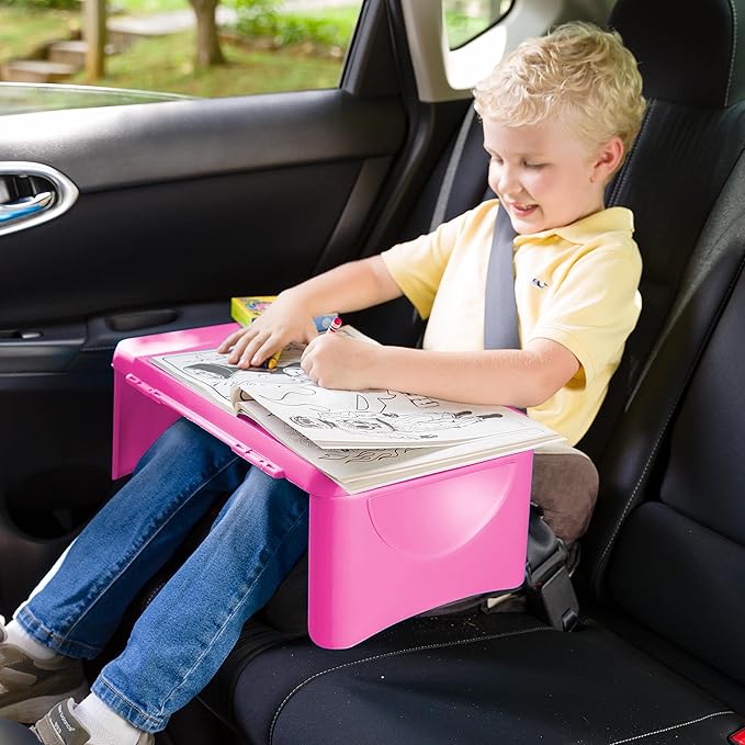 HearthSong Kids’ Portable Folding Lap Desk with Large Storage Activity Tray, 17"L x 12"W x 7½"H, Pink