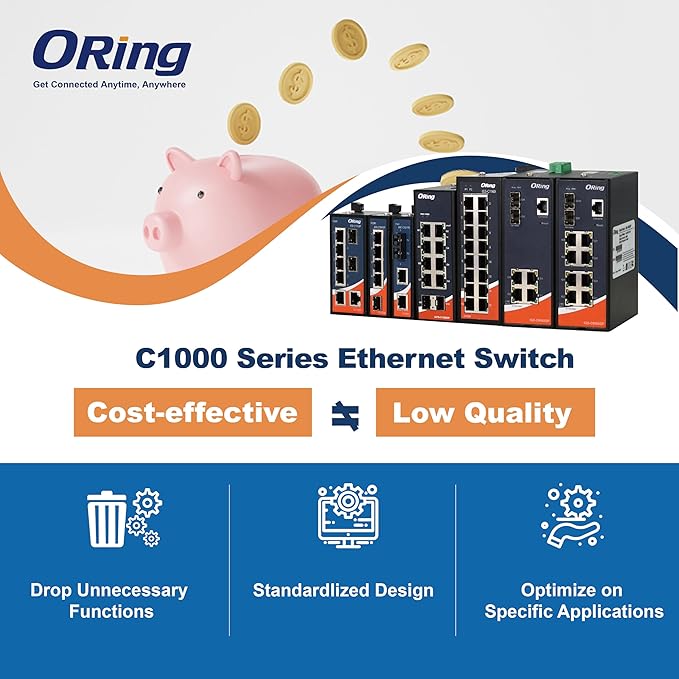 IGS-C1050 Industrial 5-Ports 10/100/1000Base-T(X) Unmanaged Gigabit Ethernet Switch, ORing Industrial Networking