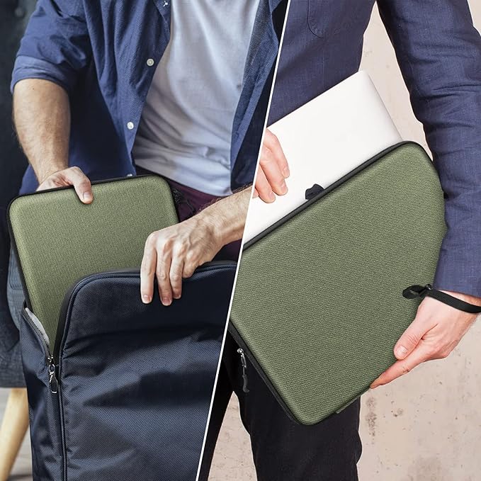 FINPAC Hard Laptop Sleeve Case for 15.3 inch MacBook Air M4 M3 M2 2025 2024, 16.2 inch MacBook Pro M4/M3/M2/M1 Pro/Max A2991 A2780 A2485 A2141, Waterproof Case for Surface Laptop/Book, Olive