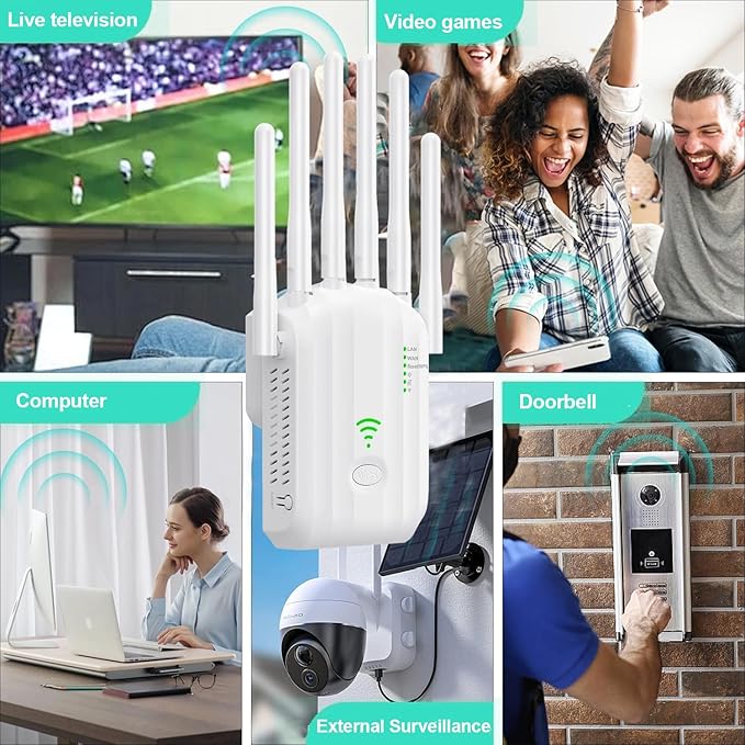 WiFi Extender,WiFi Extender Signal Booster for Home Covers up to 10000 sq.ft & 88+ Devices, New 6X Faster Wireless WiFi Repeater with Ethernet Port, WiFi Booster Compatible with All Routers (White)