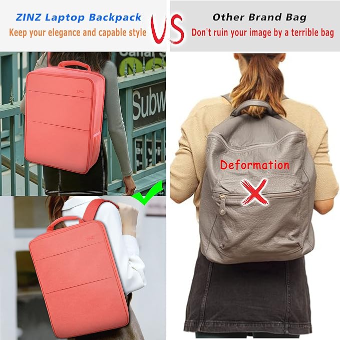 ZINZ Slim & Expandable Laptop Backpack 15 15.6 16 Inch Sleeve with USB Port, Spill-Resistant Notebooks Bag Case for Most 14-16 Inch MacBooks Surface-Books Dell HP Asus Computers,P01K01