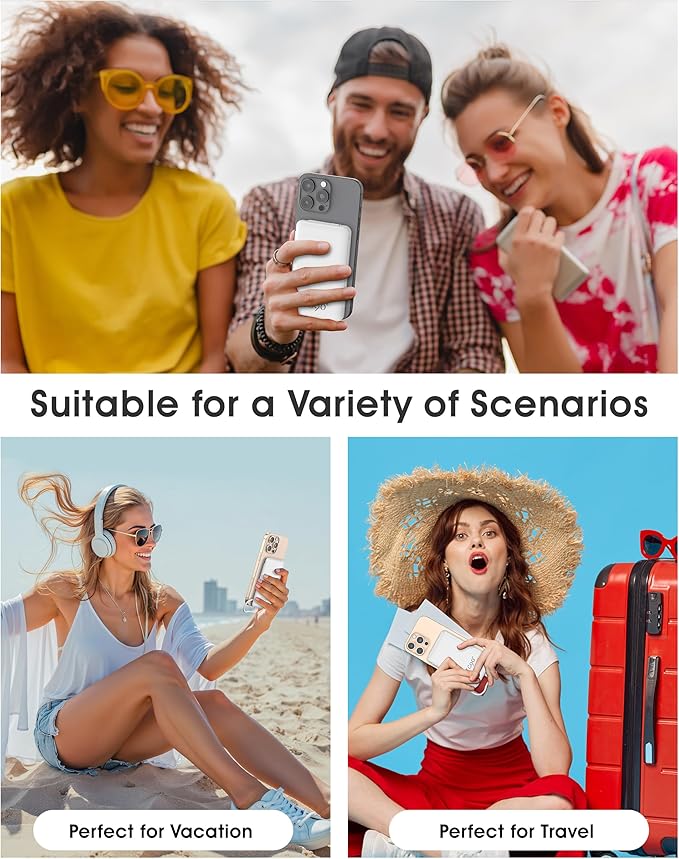 TG90° Portable Charger with Built-in Foldable AC Wall Plug and Cables,5000mAh Slim Power Bank USB C Battery Pack,3 Outputs Pocket Friendly Battery Charger Compatible with iPhone Android Smart Devices