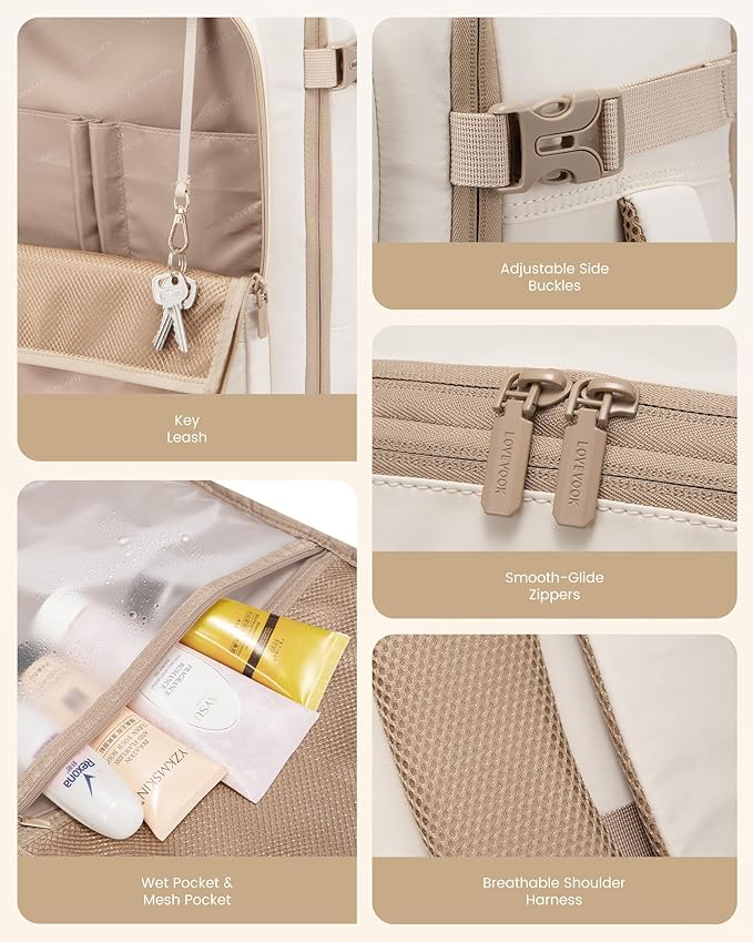 LOVEVOOK Travel Backpack for Women & Men, 50L Large Carry On Backpack Airline Approved, TSA Personal Item Weekender Bag, Water Resistant Laptop Backpacks with 3 Packing Cubes for Travel Essentials