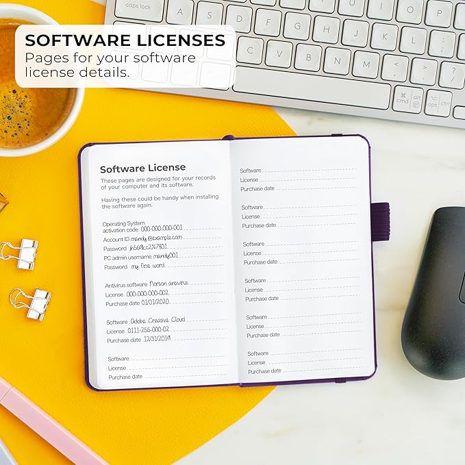 Clever Fox Password Book – Alphabetized Internet Address & Password Organizer - Computer & Website Password Keeper Notebook – Log-In Password Journal – Pocket, 6.2x3.5″, Hardcover (Purple)