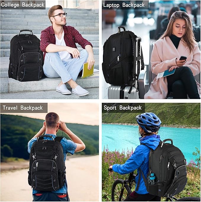 18.4 Laptop Backpack for unisex, 55L Extra Large Gaming Laptops Backpack with USB Charger Port,TSA Friendly Flight Approved and RFID Anti-Theft Pocket