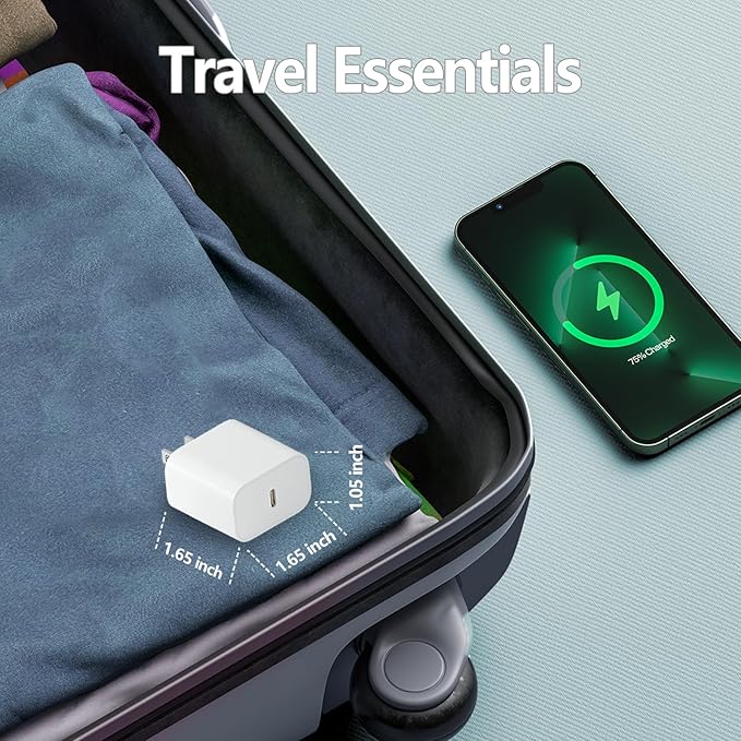 20W USB C Fast Charger Block for Apple iPhone 17 Air 16e 15 Watch, PD Type-C Fast Travel Charging Plug Power Adapter Compatible with Apple iPhone iWatch, iPad and More,1Pack,White