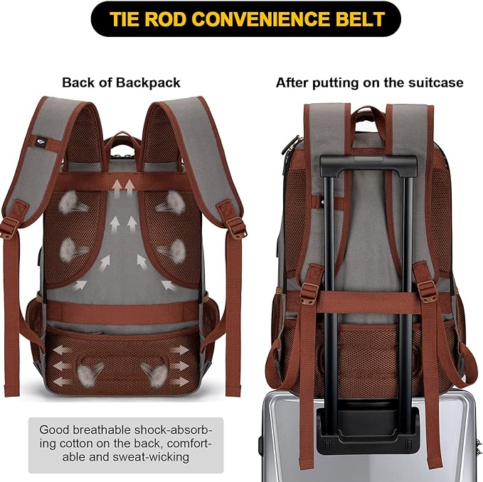 Tzowla Canvas Laptop Backpack, Bag for Men Women,Travel Work Rucksack Fits 17.3 Inch Laptop, Bookbag with USB Charging Port