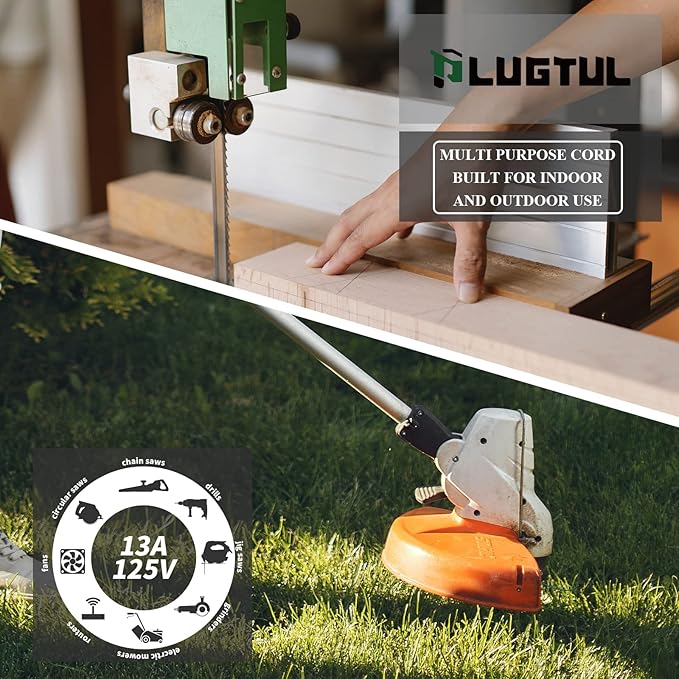 PLUGTUL Outdoor Extension Cord 25 FT Waterproof, 16/3 Gauge Black Heavy Duty 3 Prong Extension Cord, 13A 1625W SJTW, ETL Listed, Great for Garden and Home