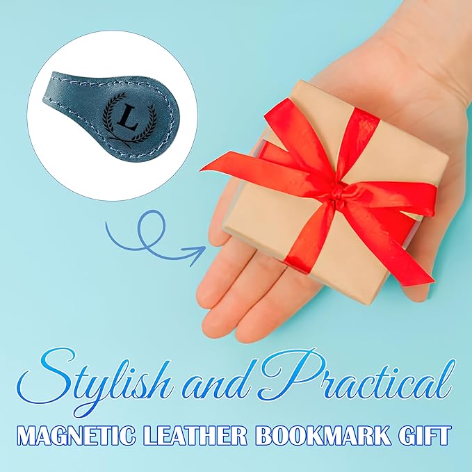 Personalized Magnetic Leather Bookmark - Genuine Custom With Initials, Handmade Clips for Book Lovers, Readers, Kids, and Women - Premium Magnet Charm