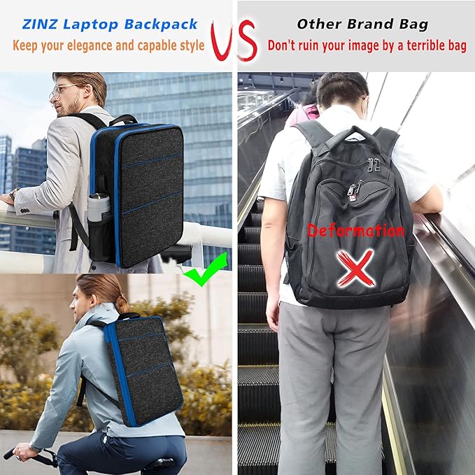 ZINZ Slim & Expandable Laptop Backpack 15 15.6 16 Inch Sleeve with USB Port, Spill-Resistant Notebooks Bag Case for Most 14-16 Inch MacBooks Surface-Books Dell HP Lenovo Asus Computers,B01BL01