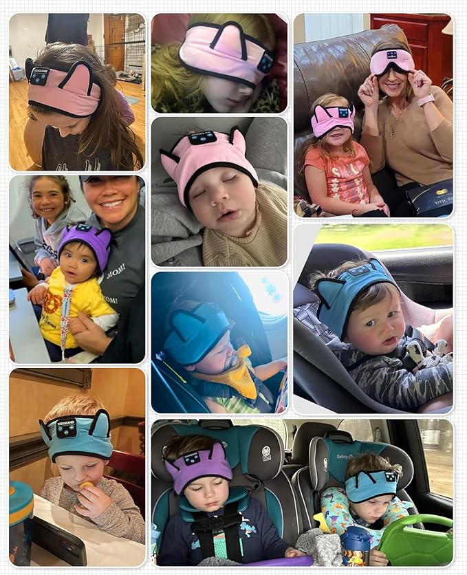 KIDSBAND Kids Headphones for Plane, Wireless Headband Adjustable, Does Not Press The Ears, Convenient for Long-Time Use, Headphones for Boys,Girls,Sleeping,School,Air Travel,Smartphones,Tablet
