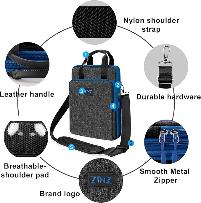 ZINZ Slim & Expandable Case 12.9 13 inch Travel Laptop Shoulder Bag for MacBook Air 13" M3/M2/M1, MacBook Pro 13" M2/M1, iPad Pro 12.9"/13"/11", iPad Air 13",B01K03