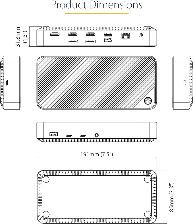 StarTech.com USB-C Triple Monitor Docking Station for MacBook Pro / Air M1 M2 M3 M4 & Windows, Universal 4K HDMI DP Dock, Thunderbolt Compatible, 100W Laptop Charging