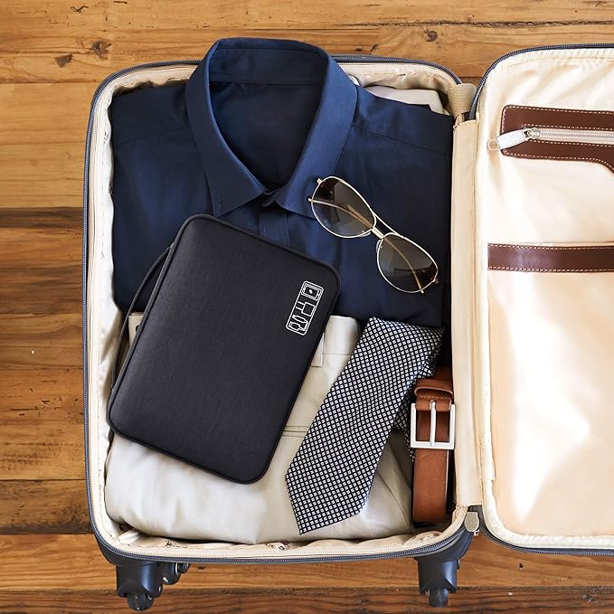 SELLYFELLY Electronic Bag Travel Cable Accessories Bag Waterproof Double Layer Electronics Organizer Portable Storage Case for Cable, Cord, Charger, Phone, Adapter, Power Bank, Kindle, Hard Drives