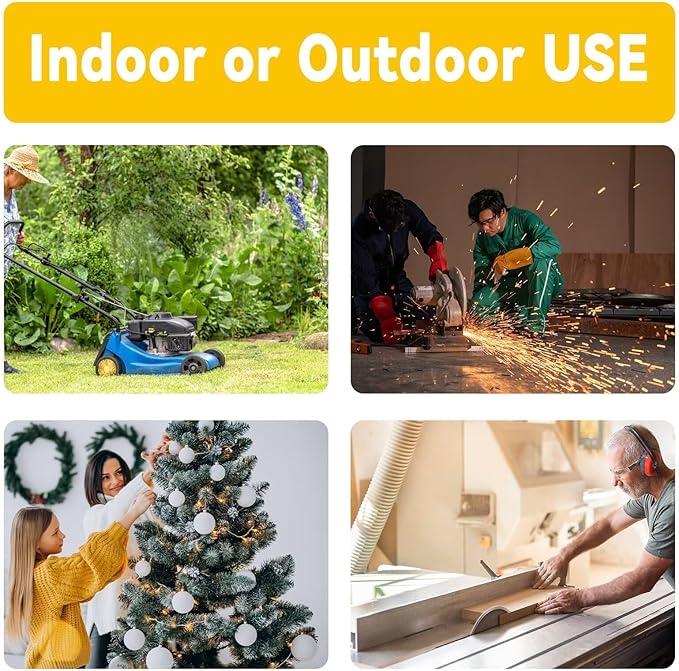 EP 15 Ft 12 Gauge Heavy Duty Extension Cord, 15A 125V 1875W, 3 Outlet Indoor/Outdoor Power Cord with Lighted End, 12/3 SJTW Weatherproof Yellow, UL Listed