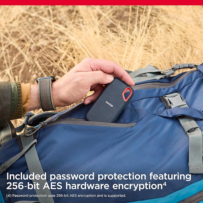 SanDisk 8TB Extreme Portable SSD - Up to 1050MB/s, USB-C, USB 3.2 Gen 2, IP65 Water and Dust Resistance, Updated Firmware - External Solid State Drive - SDSSDE61-8T00-G25