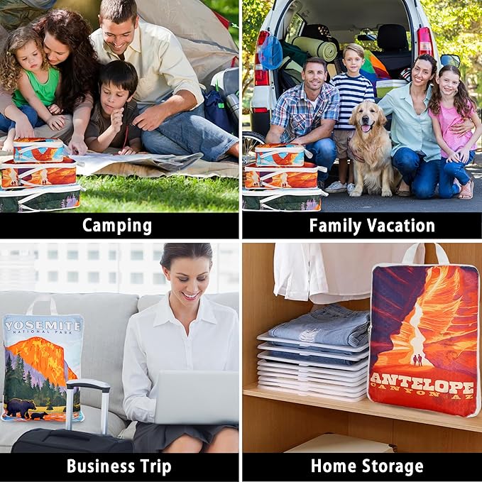 Compression Packing Cubes for Travel, 8 Set National Park Luggage Organizers, Waterproof Expandable/Compression Bags Travel Packing Cubes with Clear Toiletry Bag and Shoe Bag