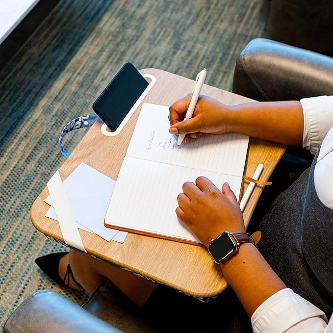 LAPGEAR Designer Lap Desk with Phone Holder and Device Ledge - Floral Block Print - Fits up to 15.6 Inch Laptops - Style No. 45414