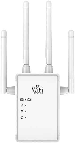WiFi Extender WiFi Repeater 1200Mbps (AC1200) Dual Bands Signal Booster for 5000 sq.ft and 68 Devices, Big External Antenna x 4, RJ45 Port x 2, WiFi Range Amplifier, Easy 1-tap Setup