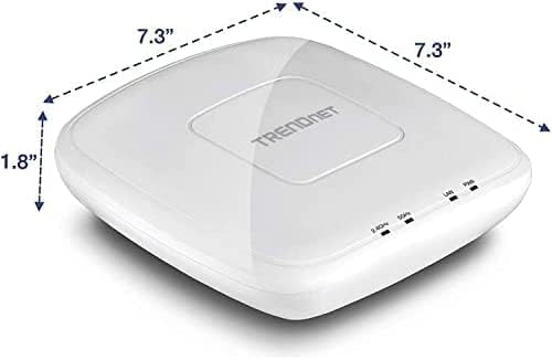 TRENDnet AC1750 Dual Band PoE Access Point, 1300Mbps WiFi AC+450 Mbps WiFi N, WDS Bridge, WDS Station, Repeater Modes, Band Steering, WiFi Traffic Shaping, IPv6, White, TEW-825DAP