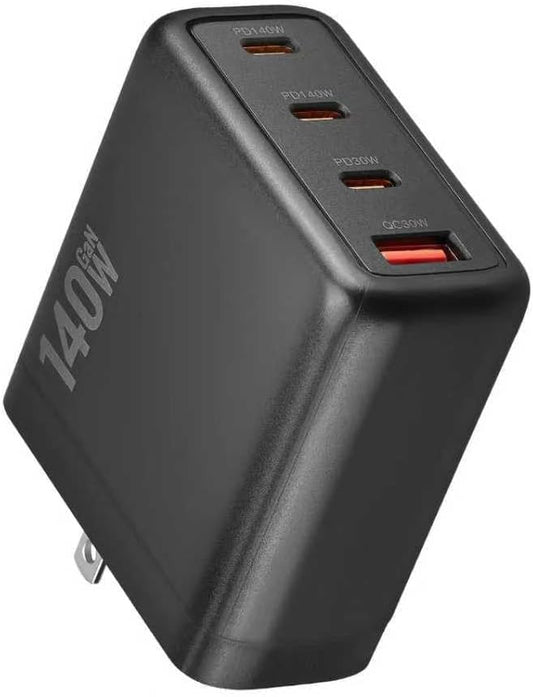 140W USB C Charger, 4-Port Foldable Compact Fast Laptop Charger Power Adapter, Advanced GaN Wall Charger, Compatible for MacBook Pro/Air, iPad Pro, iPhone 16 Pro, Galaxy S25/S24, Steam Deck, and More