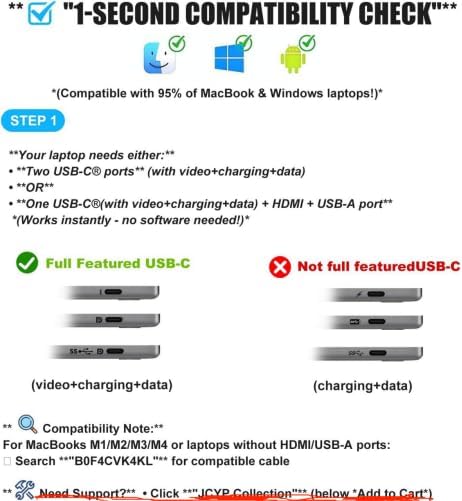 14" Laptop Screen Extender Smart Base - Upgraded Triple Portable Monitor FHD 1080P -300% More Efficient, 360° Rotation/Detachable Dual Display, Plug-Play USB C/HDMI,Laptop Monitor Extender for Win/Mac
