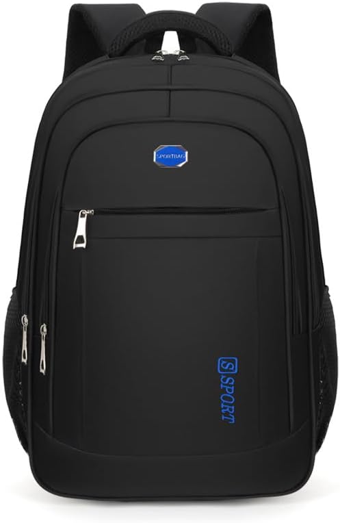 Business backpack, large capacity outdoor travel backpack, student school bag, men's leisure computer bag(black with blue)