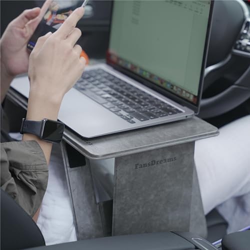 Foldable Laptop Desk Bed Computer Desk, FansDreams Pi Foldable and Portable Lap Desk, Portable Folding Lap Table, Standing Lightweight Travel Laptop Table for Study and Work (Grey, Standard)