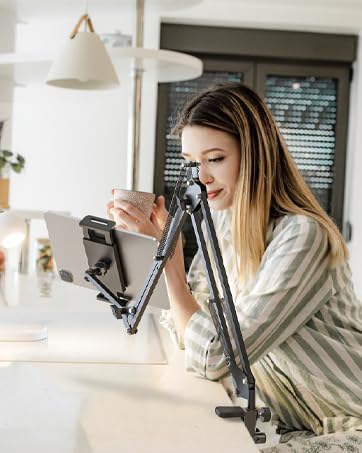 Foldable Tablet Stand, Tablet Mount Adjustable for Bed,Universal Flexible Holder with 360 Degree Rotation for iPad/iPhone/iPad Pro/N-Switch,or Other 4.5~13.5 Inches Devices (Black)