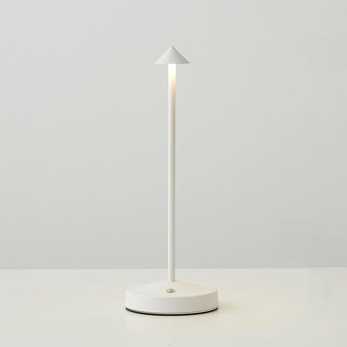 Cordless Table Lamps Rechargeable,White Battery Operated Table lamp in Aluminum,Portable LED Touch 2 Levels Brightness Dimmable Bar Lamp,Battery Operated Desk Lamp for Indoor/Outdoor