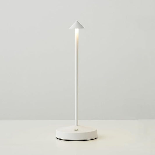 Cordless Table Lamps Rechargeable,White Battery Operated Table lamp in Aluminum,Portable LED Touch 2 Levels Brightness Dimmable Bar Lamp,Battery Operated Desk Lamp for Indoor/Outdoor