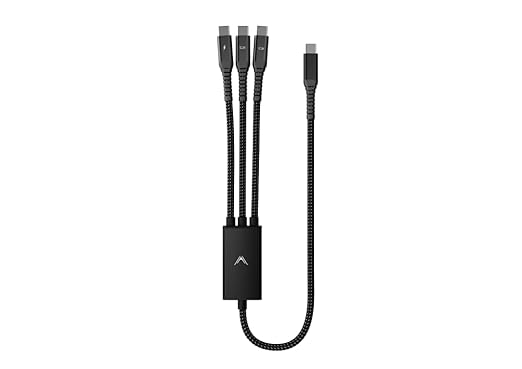Futurizta Tech® Hydra 3‑in‑1 Triple USB‑C 100 W PD Fast‑Charge Multi Cable with Smart Triboost® – Charge Laptop, Phone & Tablet Simultaneously