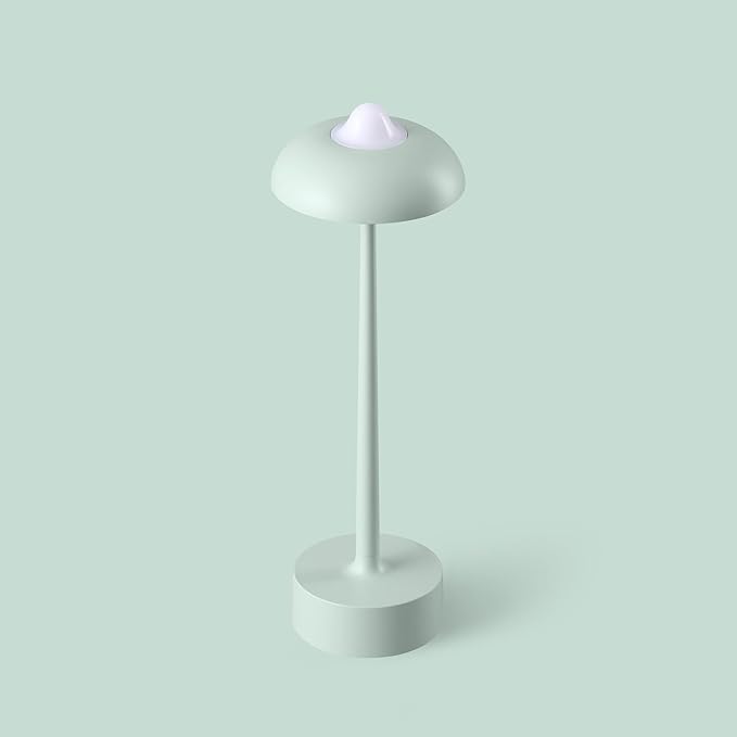 DAWALIGHT Cordless Rechargeable Desk Lamp with 3-Level Stepless Dimming, Adjustable 2700K/4000K/6500K Color Temperature, Portable Aluminum Table Light for Bedroom Restaurant Outdoor, Green
