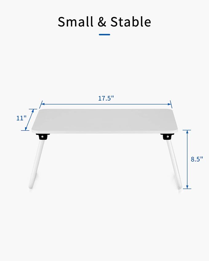 Folding Lap Desk, Ruxury Laptop Stand Bed Desk Table Tray, Breakfast Serving Tray, Portable & Lightweight Mini Table for Sofa Couch Floor - White